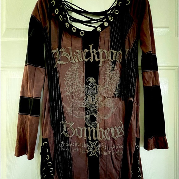 Super cool Rocker lace up tunic mini dress with gromments - Picture 1 of 6